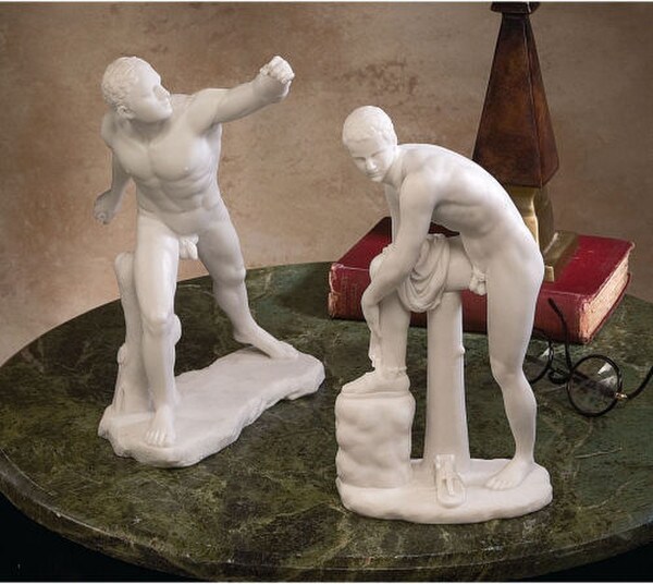 Gladiator Borghese & Hermes With Sandal Statues